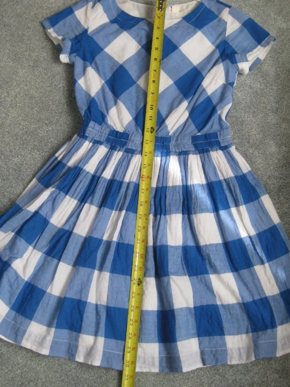 Crewcuts Girls Blue White Gingham Checked Summer Spring Dress Size 12 JCrew
